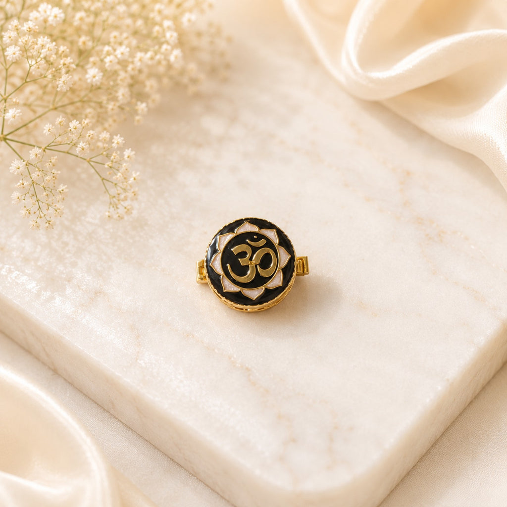 Lotus Om Silver Button