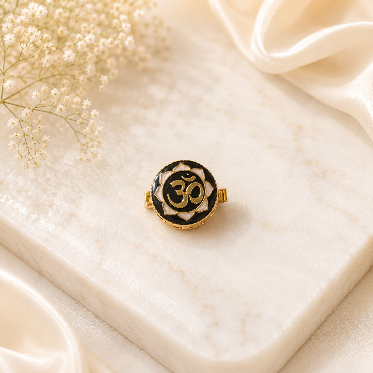 Lotus Om Silver Button