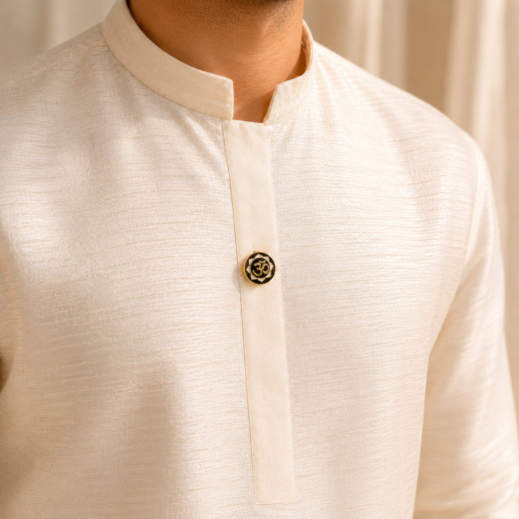 Lotus Om Silver Button