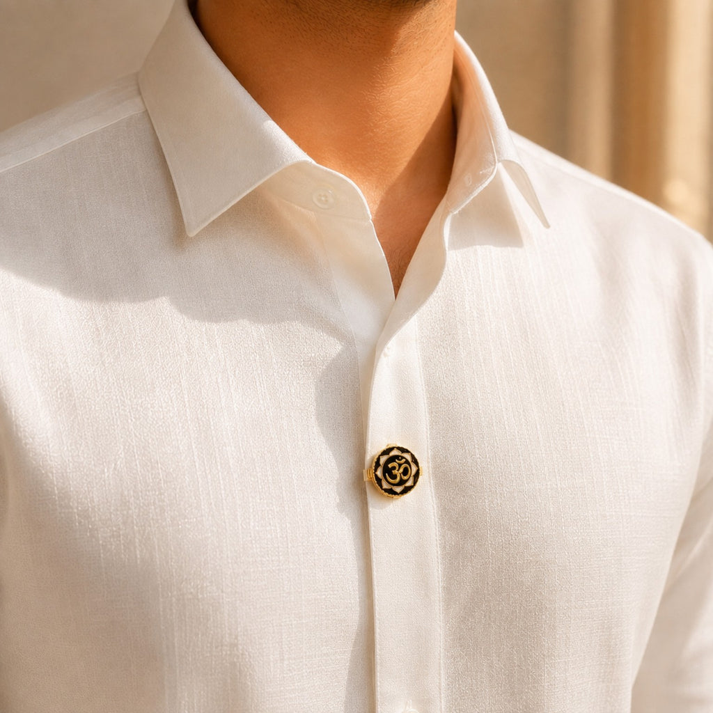 Lotus Om Silver Button