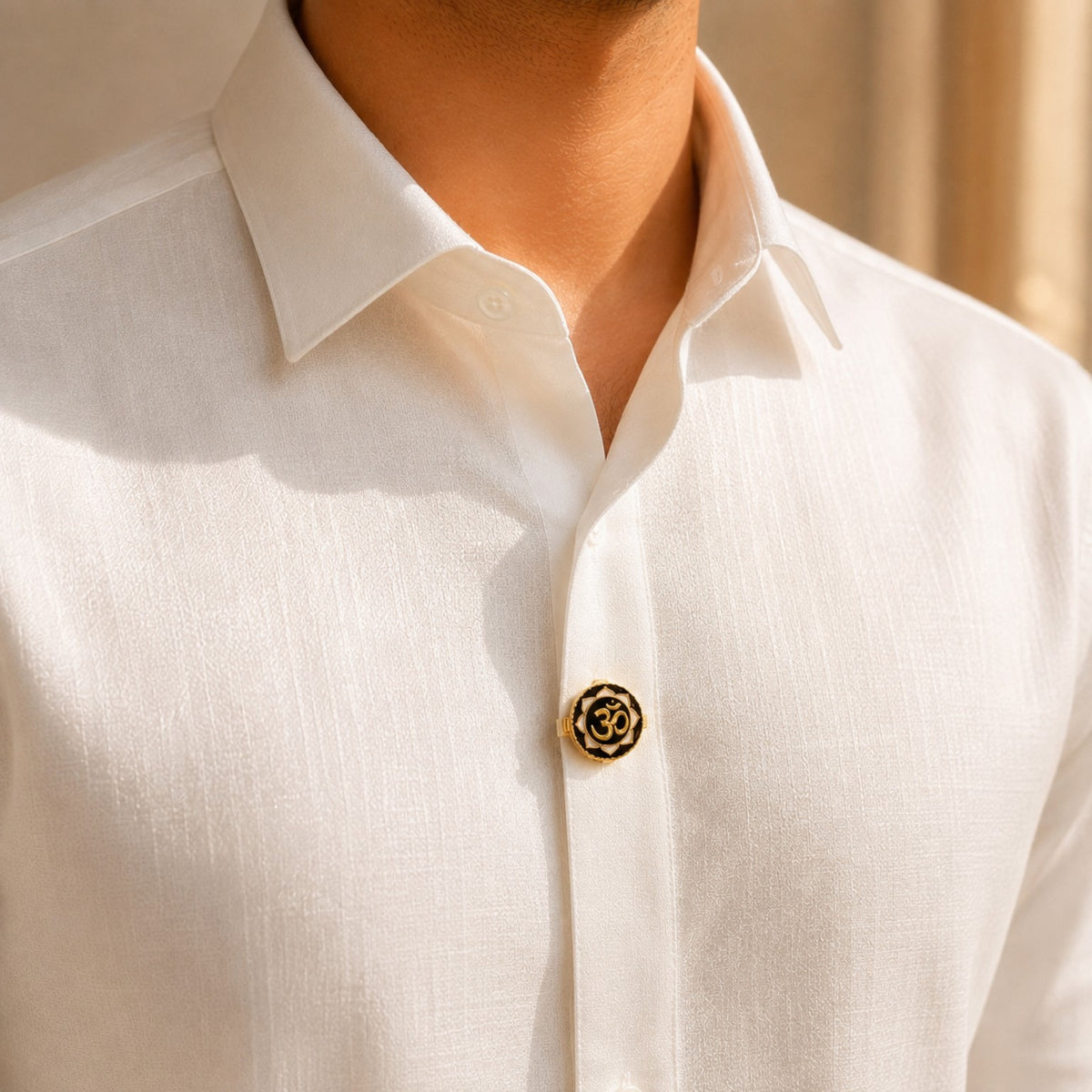 Lotus Om Silver Button
