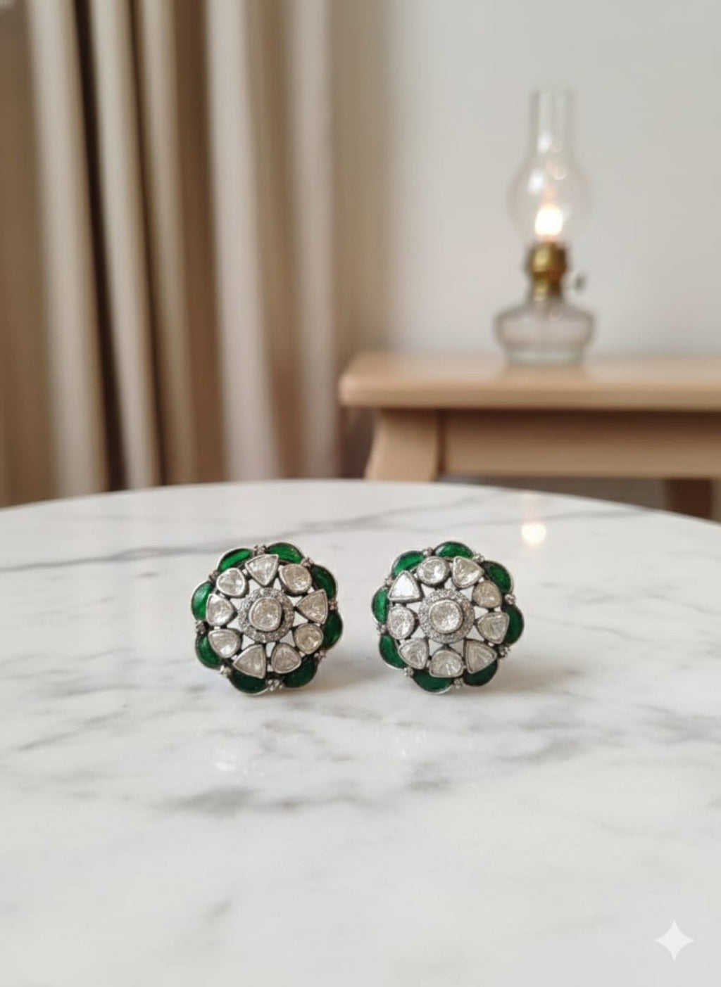 Emerald Halo Studs