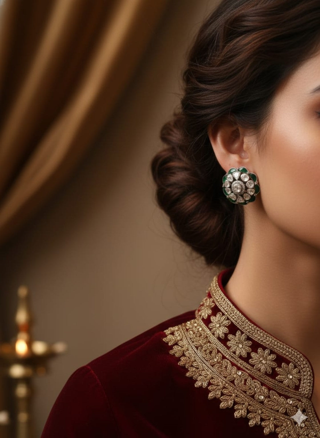 Emerald Halo Studs