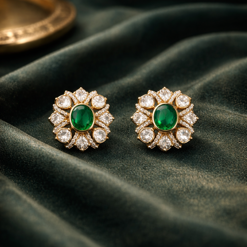 Emerald Royale Moissanite Studs