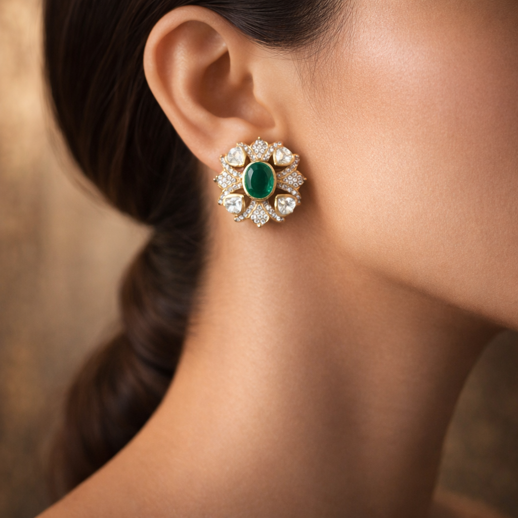 Emerald Royale Moissanite Studs