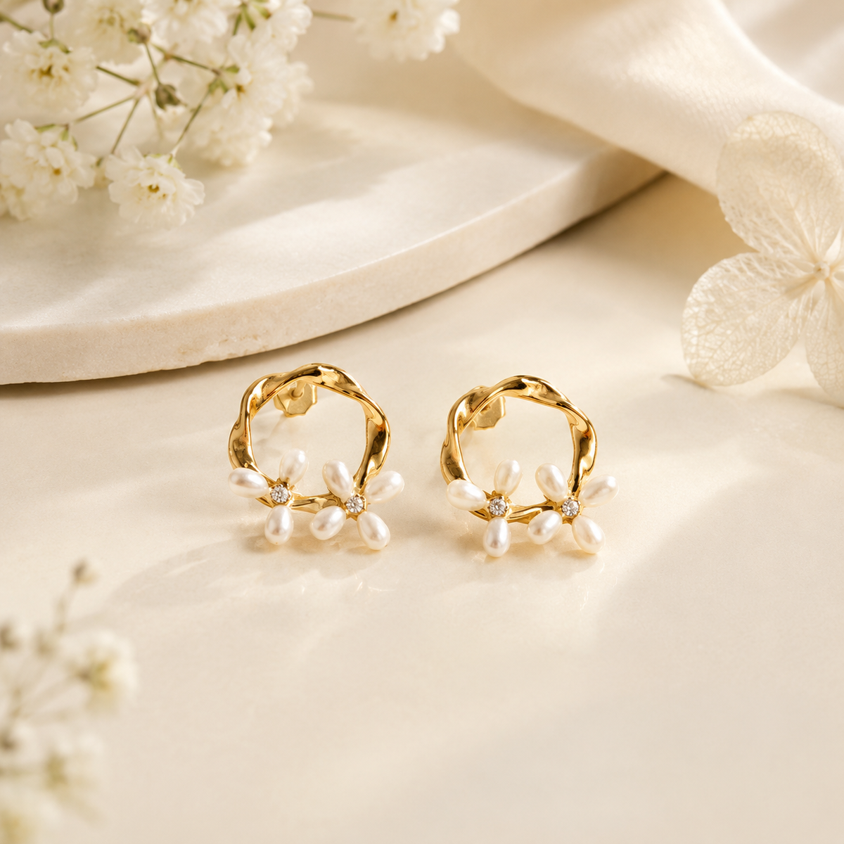 Pushpavalli Pearl Studs