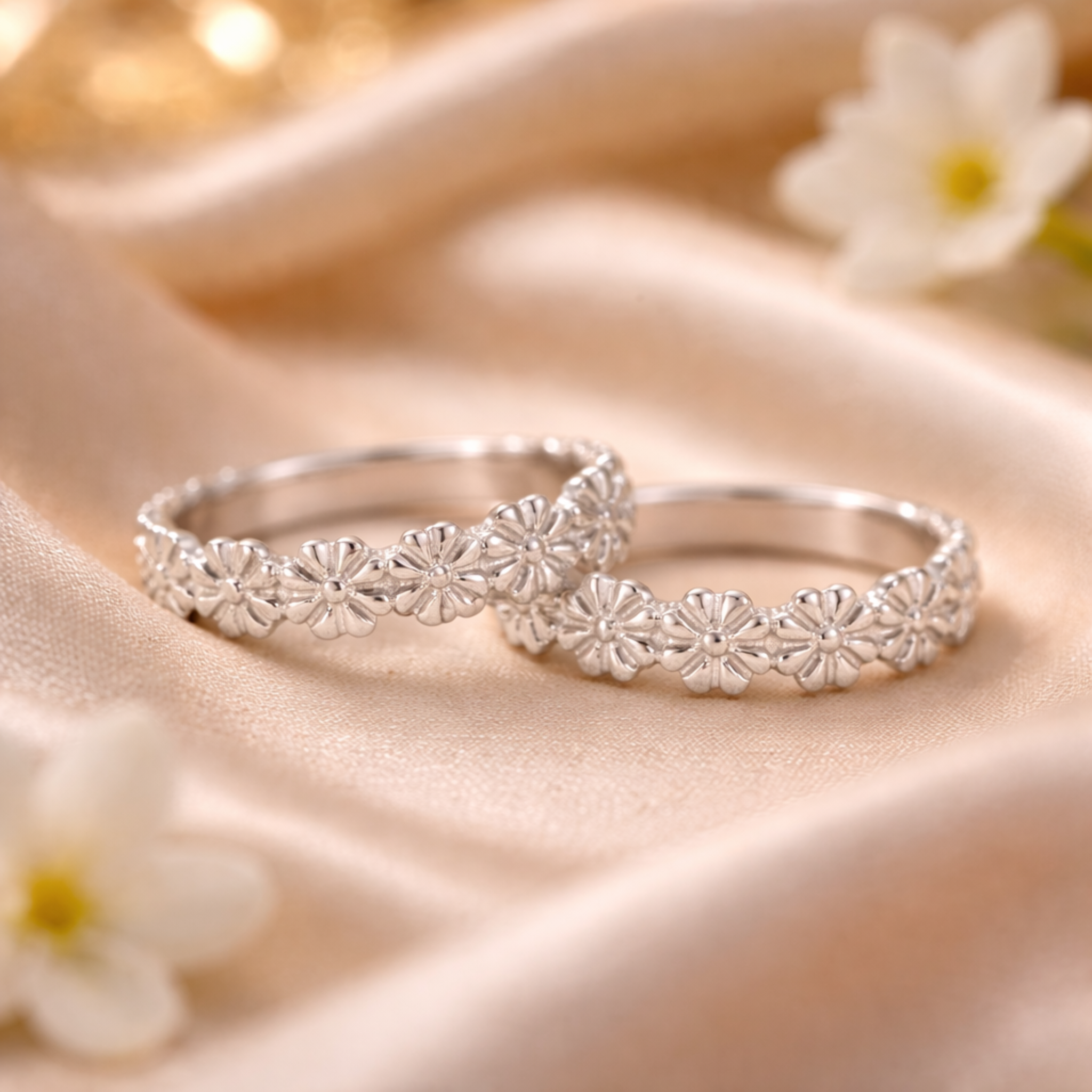 Daisy Bloom Silver Toe Rings